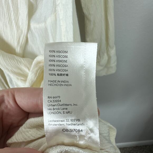 FREE PEOPLE Worlds Apart Tunic Ivory Romantic Boho Drapey Size Large White - Picture 9 of 9